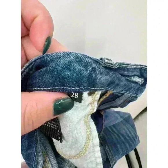 7 For All Mankind Women's Skinny Ankle Jeans Sz 28 Color Block Patch Distressed - Picture 6 of 7